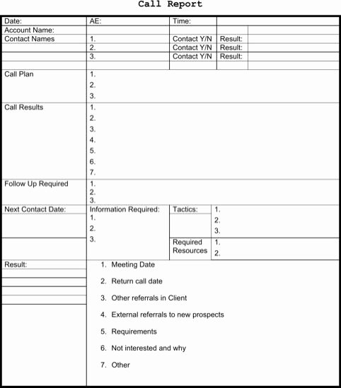 Sales Call Report Template Best Of Sales Call Report Template Templates&amp;forms