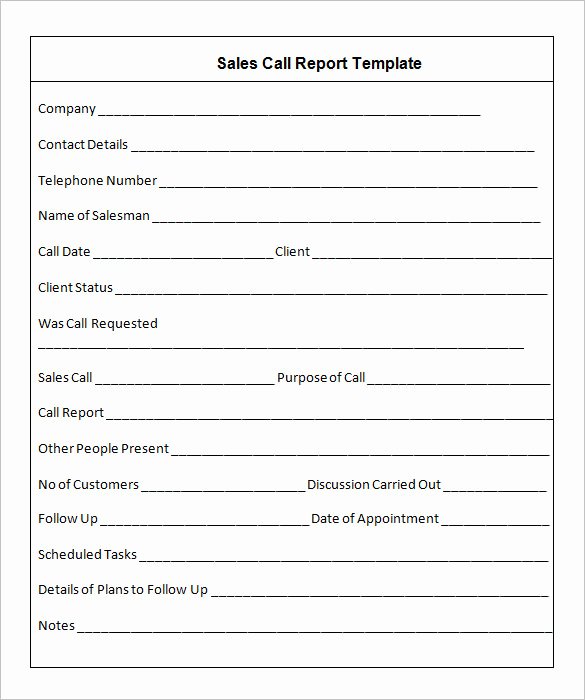 Sales Calls Report Template Inspirational 26 Call Report Templates Pdf Word Pages