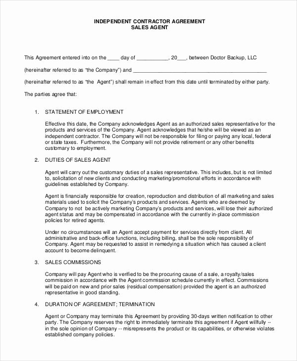 Sales Commission Agreement Pdf Unique Independent Contractor Agreement 16 Free Pdf Google Docs Apple Pages format