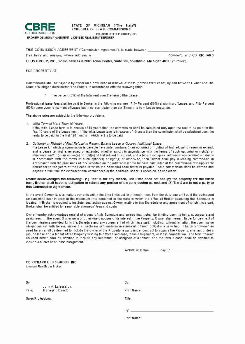 Sales Commission Agreement Template Elegant 36 Free Mission Agreements Sales Real Estate Contractor