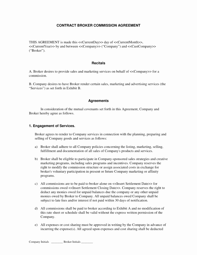 Sales Commission Agreement Template New Mission Agreement Template 2