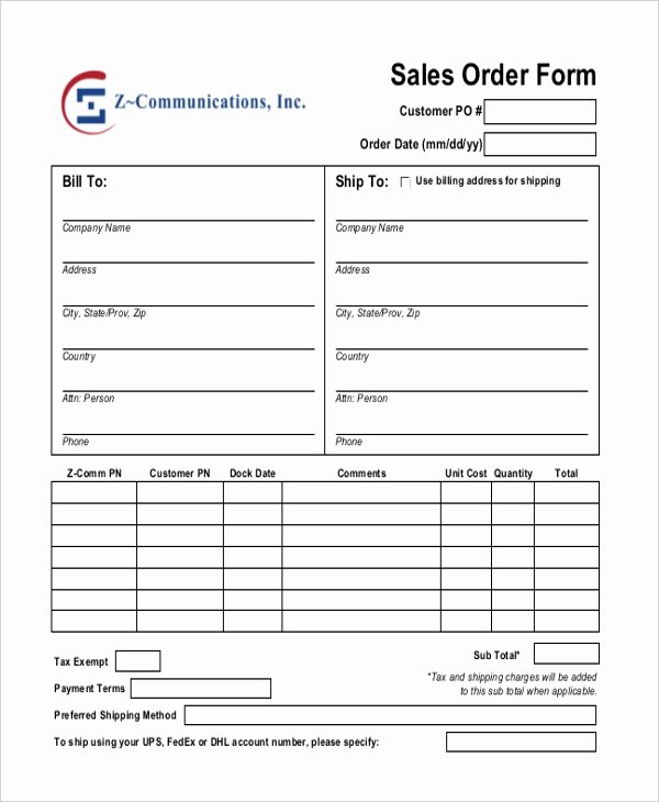 Sales order form Template Best Of Sales order Templates 6 Free Samples Examples format Download