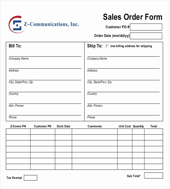 Sales order form Templates Beautiful Professional Sales order form Templates Printable Excel Template