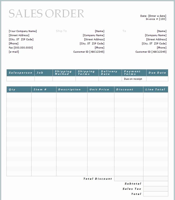 Sales order form Templates Lovely Purchase order form Template