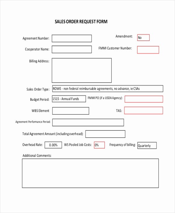Sales order form Templates Luxury Free 9 Sample Sales order forms