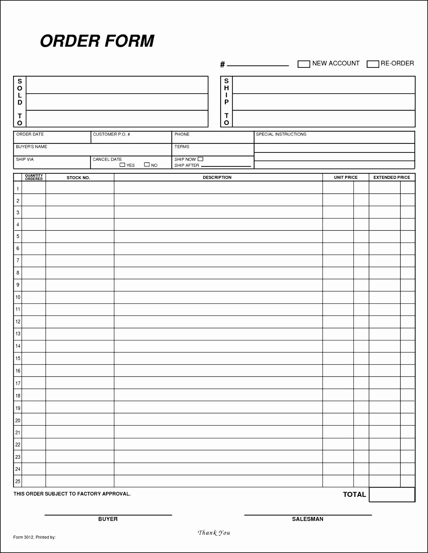 Sales order form Templates Luxury Free Blank order form Template Besttemplates123 Sample order Templates