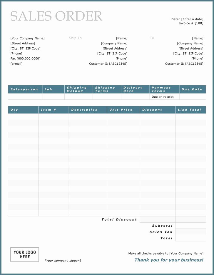 Sales order form Templates New 3 Sales order Template Free Download