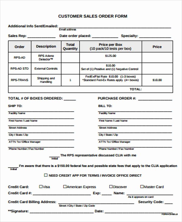 Sales order form Templates New Sample Sales order form 11 Examples In Word Pdf