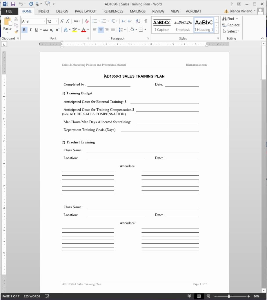 Sales Training Manual Template Best Of Sales Training Plan Template
