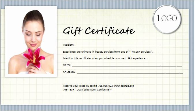 Salon Gift Certificate Template Awesome Spa Gift Certificate Template for Ms Word