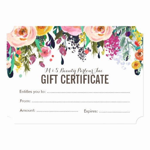 Salon Gift Certificate Template Inspirational Painted Floral Salon Gift Certificate Template Card