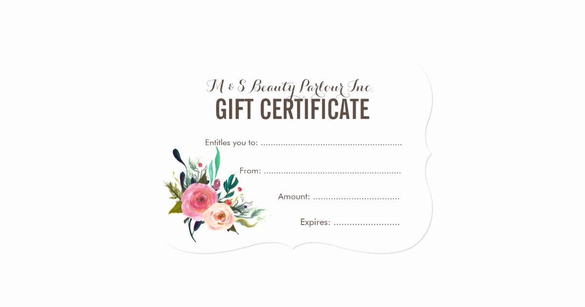 Salon Gift Certificate Templates Unique Painted Floral Salon Gift Certificate Template