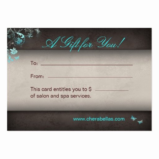 Salon Gift Certificates Templates Luxury Salon Gift Card Spa butterfly Business Cards Pack 100