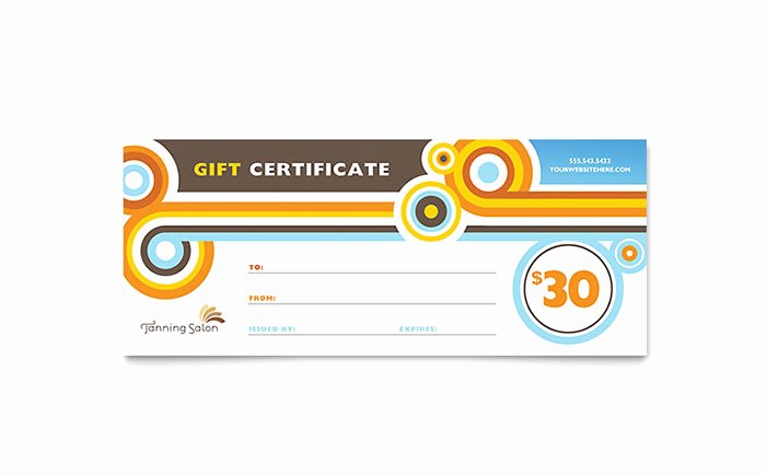 Salon Gift Certificates Templates New Tanning Salon Gift Certificate Template Design
