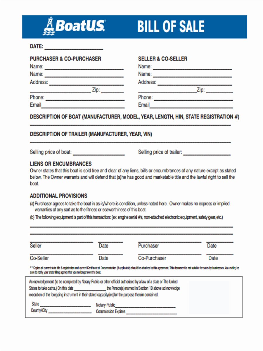 Sample Boat Bill Of Sale Best Of Free 29 Sample Bill Of Sale forms