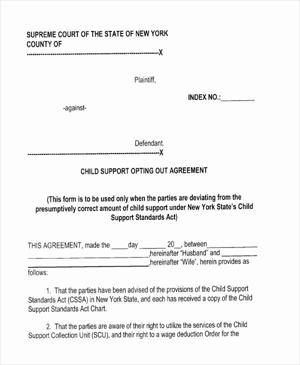 Sample Child Support Agreement Beautiful Free 7 Child Support Agreement form Samples In Sample Example format