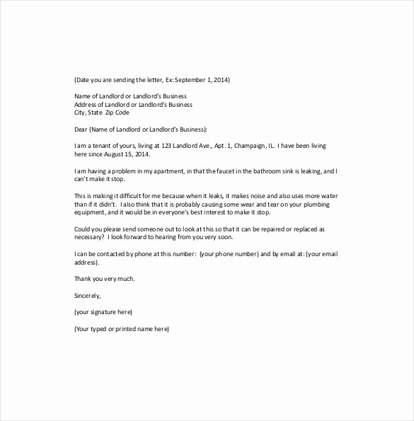 Sample Complaint Letters to Landlord Fresh Apartment Plaint Letter Nice Apartement