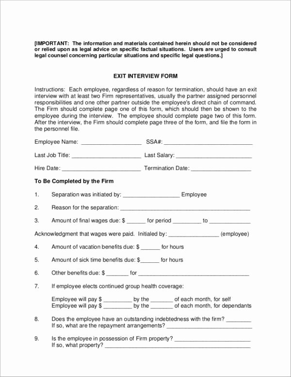 Sample Exit Interview form Elegant Free 6 Exit Interview forms Samples &amp; Templates In Pdf