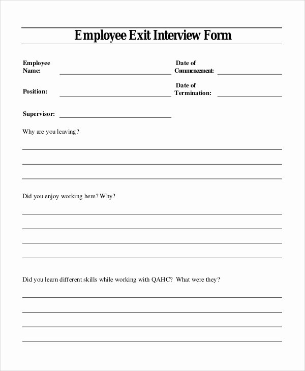 Sample Exit Interview form Elegant Sample Exit Interview form 10 Examples In Pdf Word
