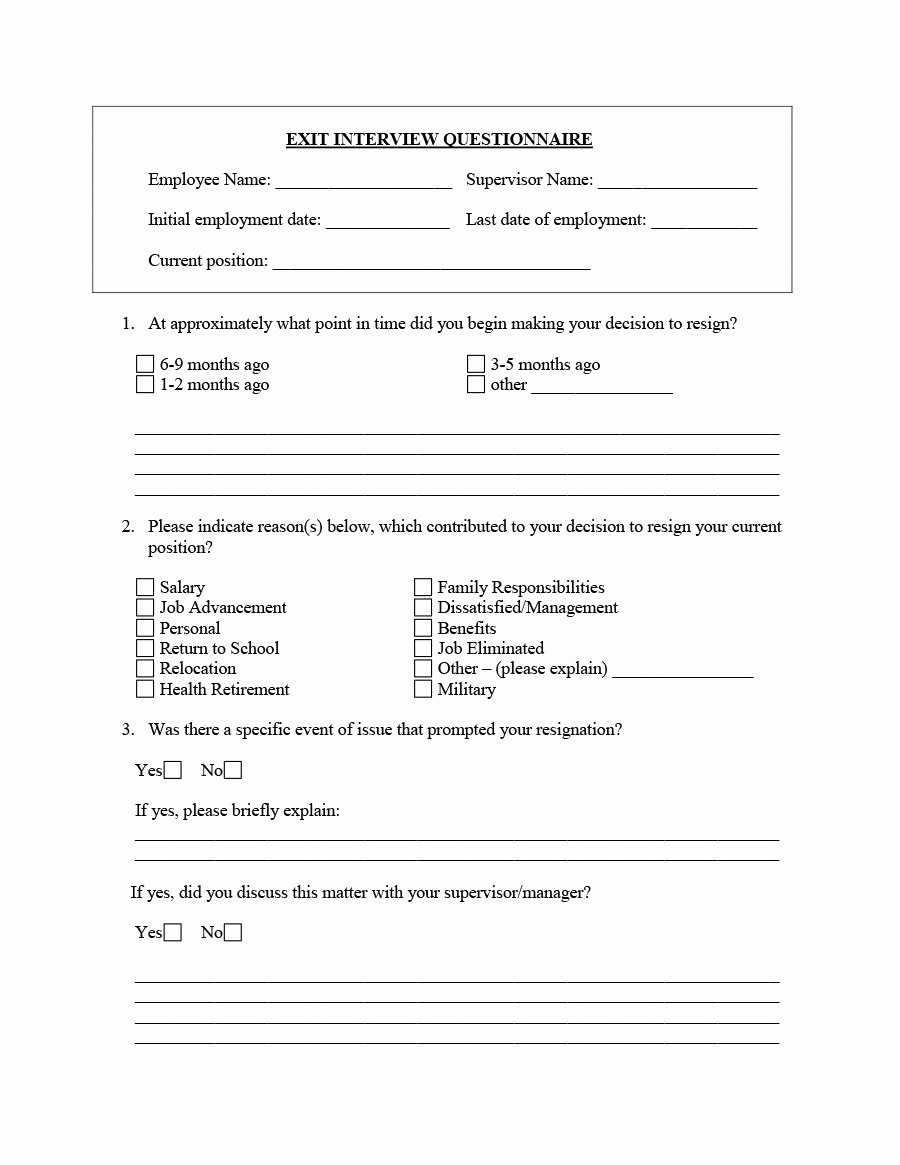 Sample Exit Interview form Inspirational 40 Best Exit Interview Templates &amp; forms Template Lab