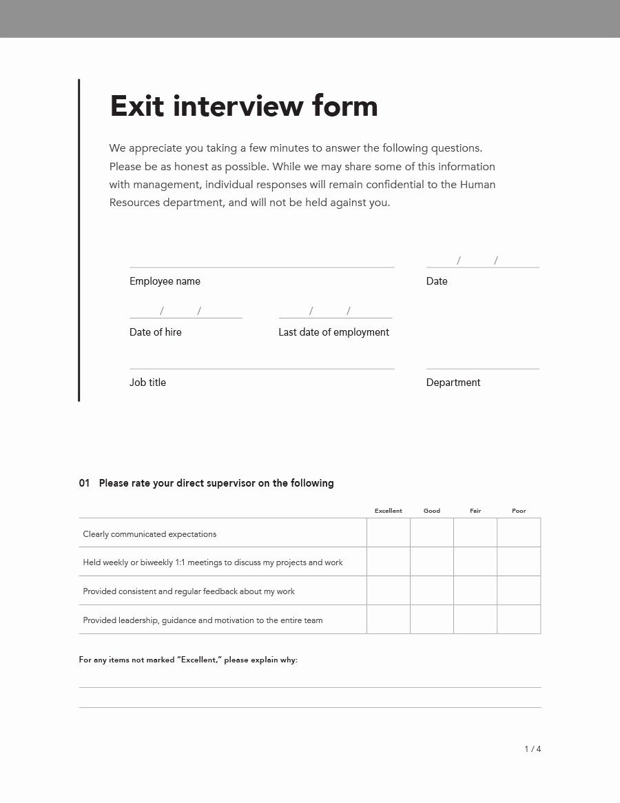 Sample Exit Interview format Beautiful 40 Best Exit Interview Templates &amp; forms Template Lab