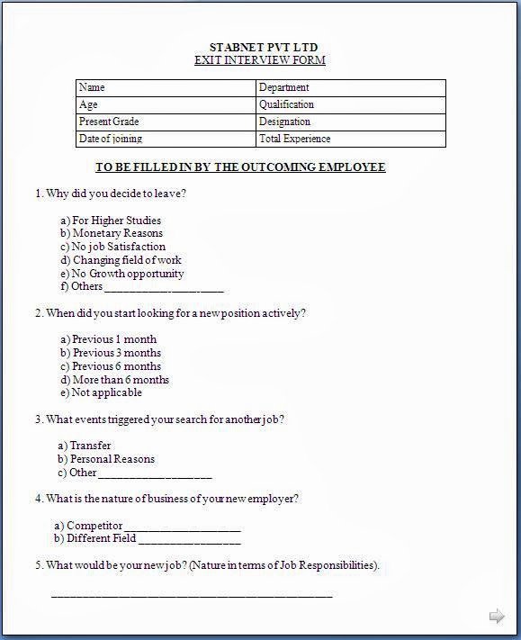 Sample Exit Interview format Beautiful Exit Interview form format