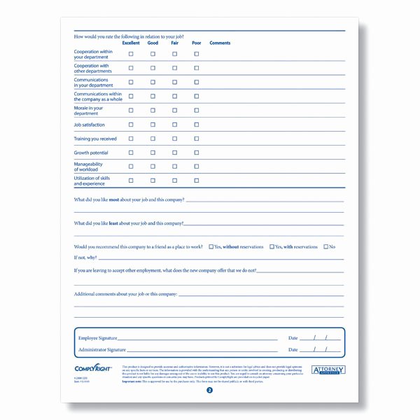 Sample Exit Interview forms Fresh Exit Interview form for Employee Leave or Termination