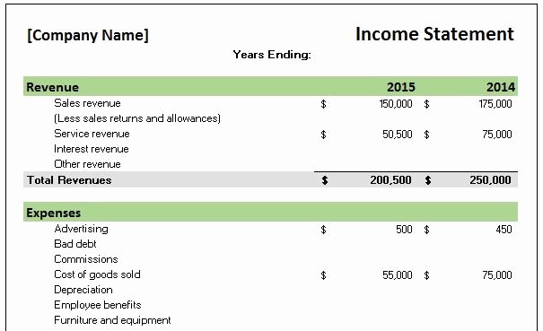 Sample Income Statement Excel Fresh Free Accounting Templates In Excel