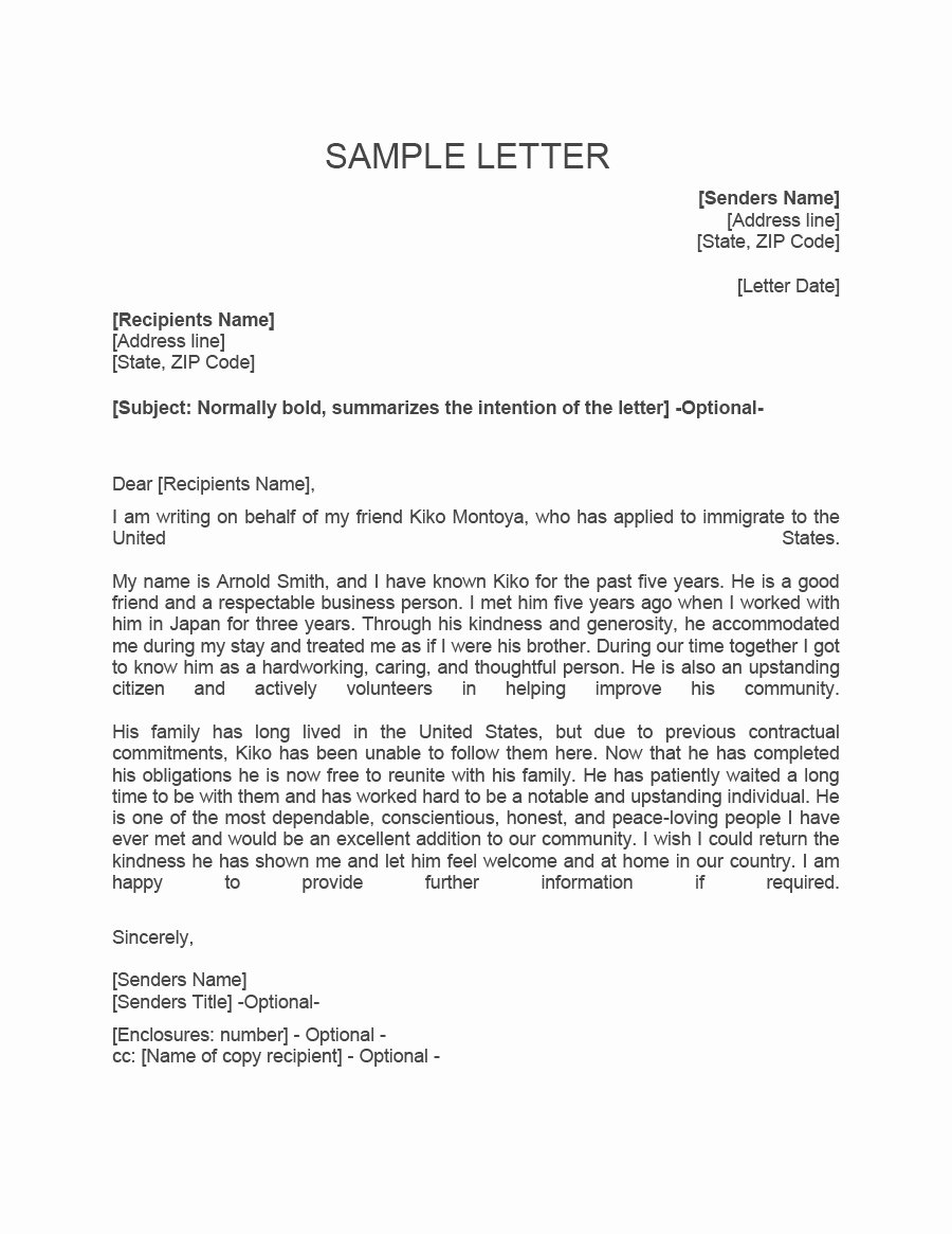 Sample Letter to Immigration Officer Awesome 36 Free Immigration Letters Character Reference Letters for Immigration