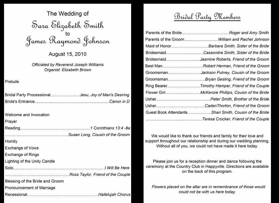 Sample Of Wedding Programme Beautiful 37 Printable Wedding Program Examples &amp; Templates