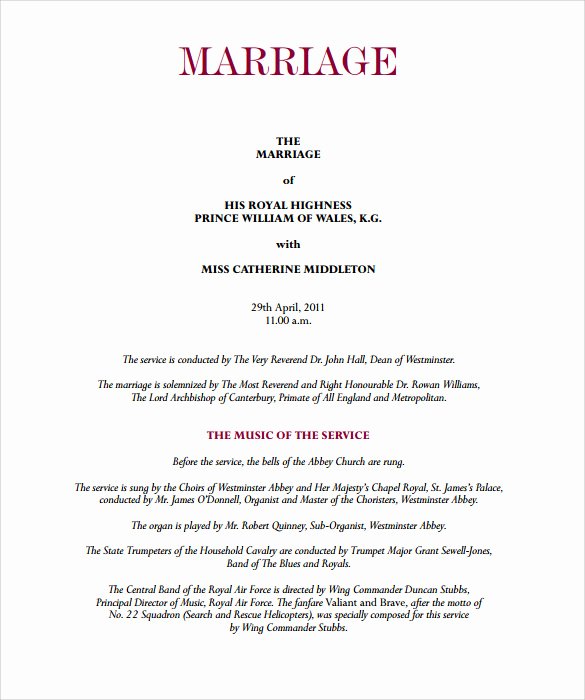 Sample Of Wedding Programs Inspirational Sample Wedding Program Template 9 Documents In Pdf