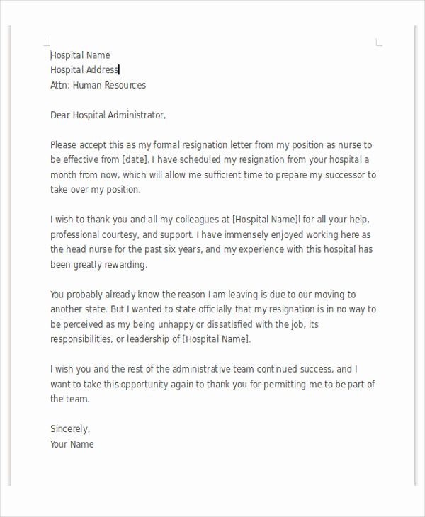 Sample Resignation Letter Nurses Inspirational 34 Free Resignation Letter Templates Pdf Doc
