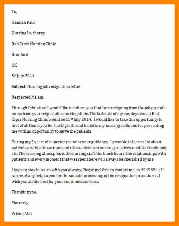 Sample Resignation Letter Nurses Lovely 10 Resignation Letter for Prn Position