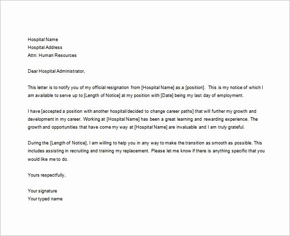 Sample Resignation Letter Nurses New 8 Nursing Resignation Letter Templates Free Sample Example format Download