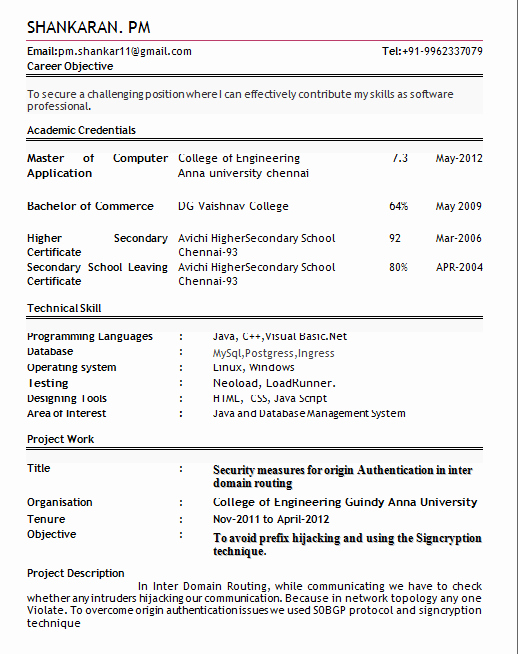 Sample Resume for Freshers Awesome Download Resume formats for Freshers &amp; Pdfs