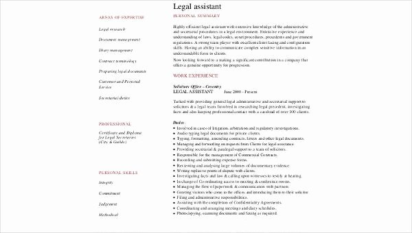 Sample Resume Legal Administrative assistant Unique 8 Sample Legal assistant Resumes