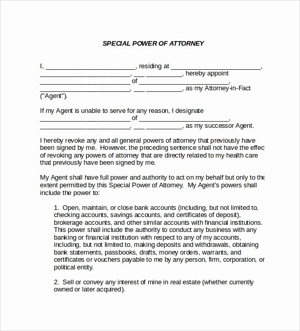 Sample Special Power Of attorney Awesome Sample Special Power Of attorney form 8 Download Free Documents In Pdf Word