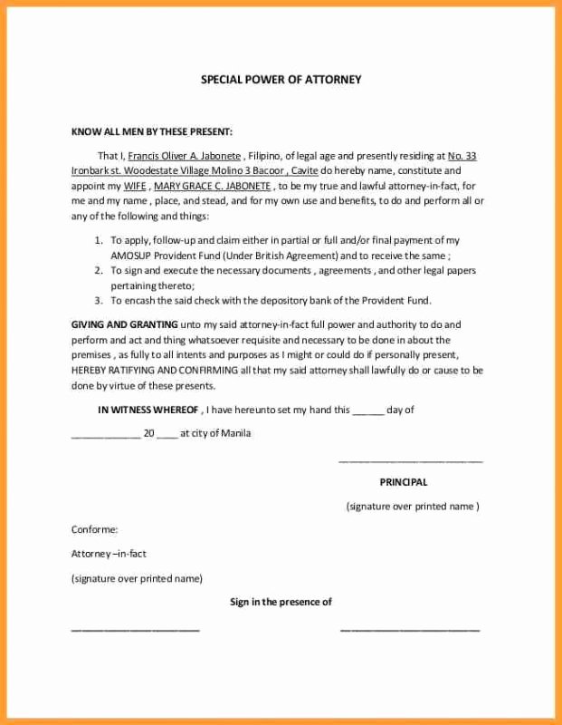 Sample Special Power Of attorney Beautiful Special Power attorney form