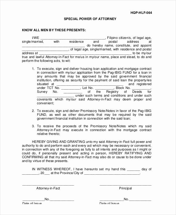 Sample Special Power Of attorney Best Of Free 30 Sample Power Of attorney forms