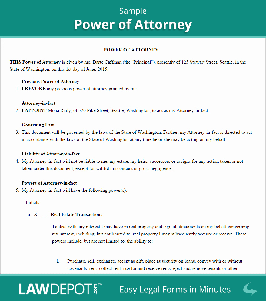 Sample Special Power Of attorney Unique Power Of attorney form Free Poa forms Us