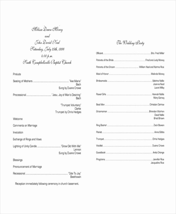 Samples Of Wedding Programs Fresh 10 Wedding Program Templates Free Sample Example format