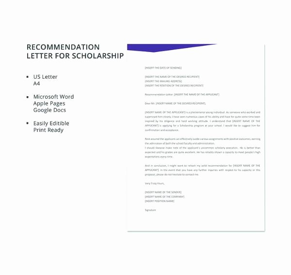 Scholarship Application Template Word Inspirational Free 32 Sample Letters Of Re Mendation for Scholarship In Word Apple Pages Google Docs