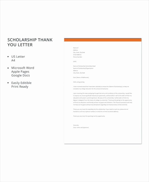Scholarship Thank You Letter Template Beautiful Free 13 Sample Scholarship Thank You Letters In Doc