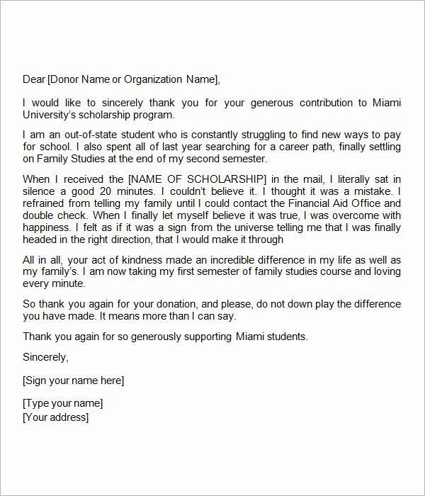 Scholarship Thank You Letter Template Unique Collegue and forex High School Scholarships