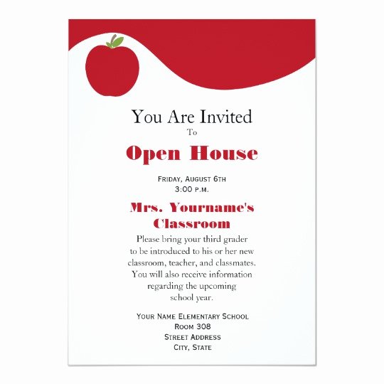 School Open House Invite Beautiful Back to School Open House Invitation Red Apple