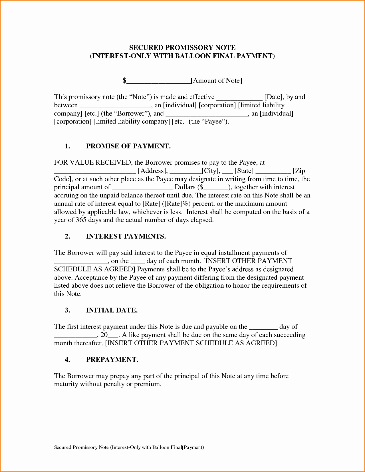 Secured Promissory Note Template New 4 Secured Promissory Note Template
