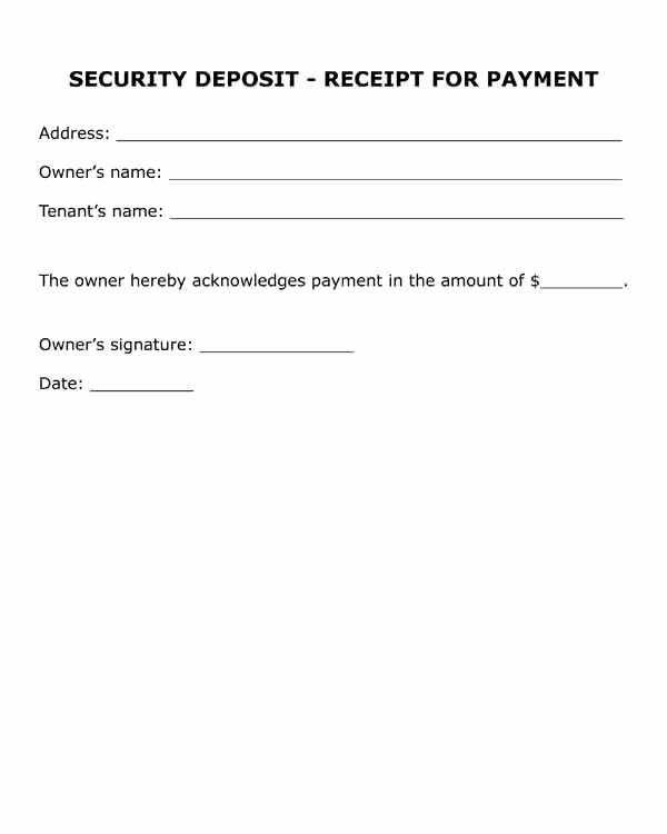 Security Deposit Agreement form Lovely Free Printable Legal form Security Deposit Receipt for