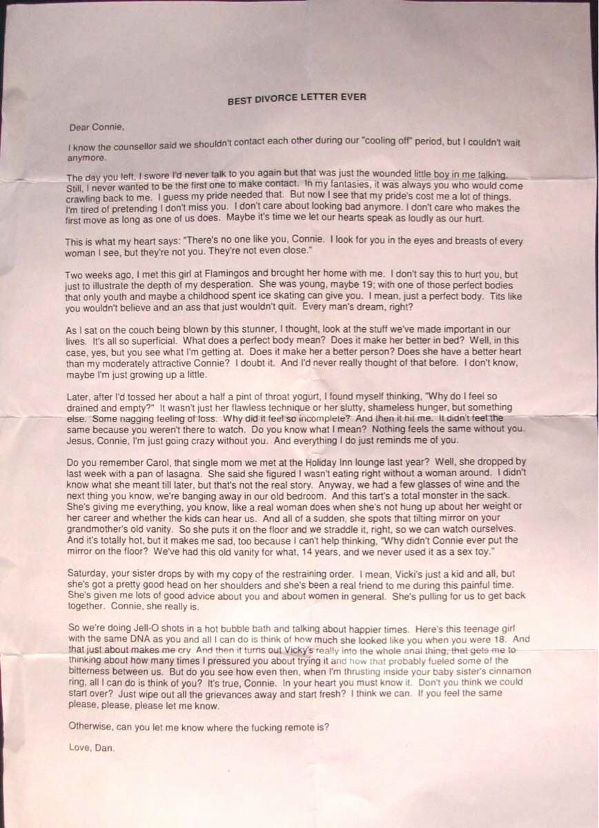 Separation Letter to Husband Best Of Use This for Your Inspiration to Dump that Bitch Best Divorce Letter Ever