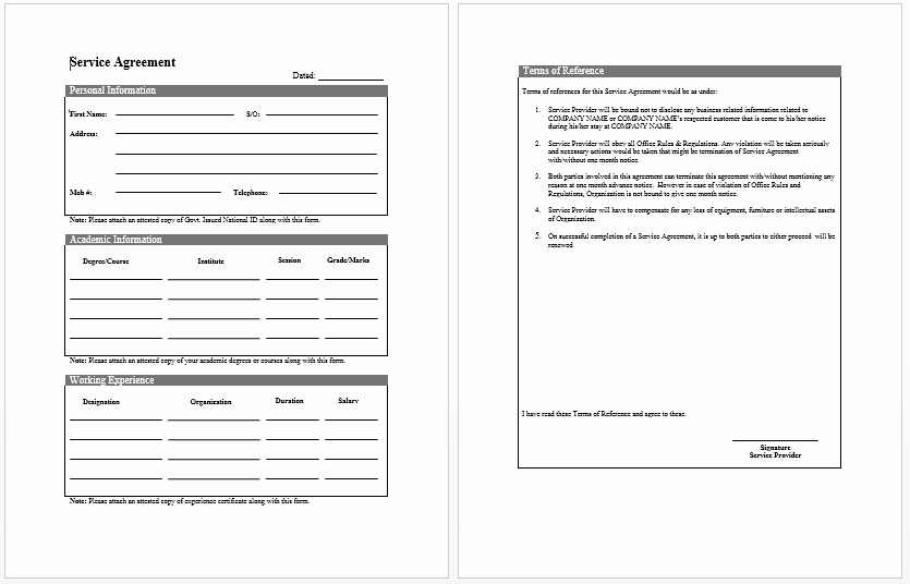Service Agreement Template Doc Awesome Free Printable It Service Agreement Template form Generic