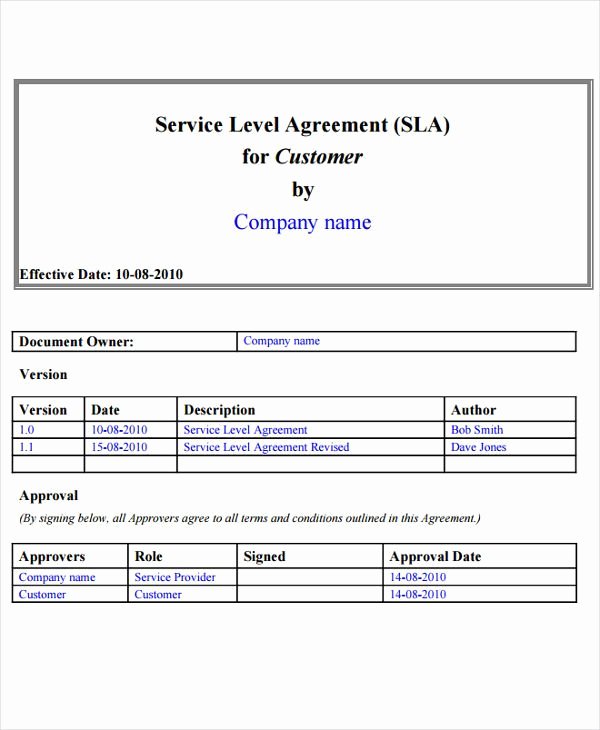 Service Agreement Template Doc Luxury 9 Service Level Agreement Templates Free Word Pdf Documents Download